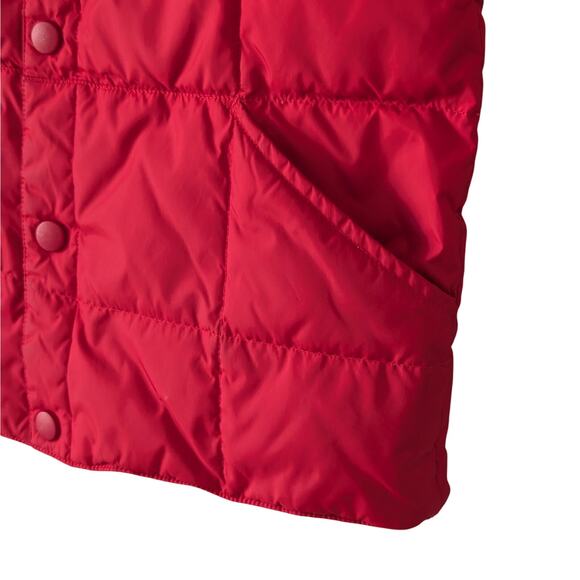 Lands' End Puffer Vest Youth M (5-6) Goose Down Quilted Box Stitch Full Snap Red - Picture 5 of 9